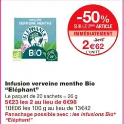 Monoprix ELÉPHANT Infusion verveine menthe Bio offre