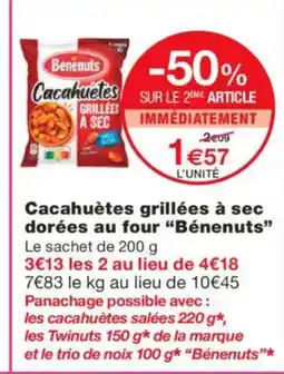 Monoprix BÉNENUTS Cacahuètes grillées à sec dorées au four offre