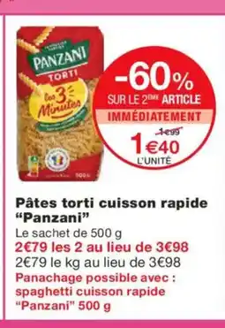 Monoprix PANZANI Pâtes torti cuisson rapide offre