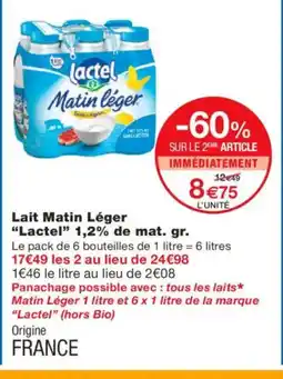Monoprix LACTEL Lait Matin Léger offre