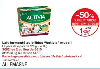 Monoprix ACTIVIA Lait fermenté au bifidus muesli offre