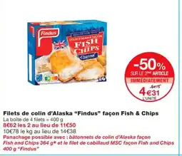Monoprix FINDUS Filets de colin d'Alaska façon Fish & Chips offre