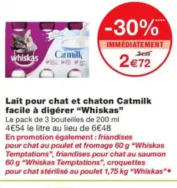 Monoprix WHISKAS Lait pour chat et chaton Catmilk facile à digérer offre