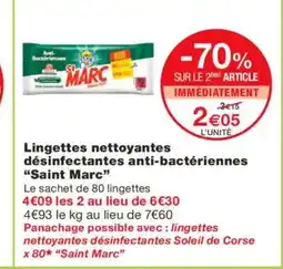 Monoprix SAINT MARC Lingettes nettoyantes désinfectantes anti-bactériennes offre