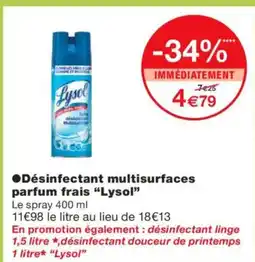 Monoprix LYSOL Désinfectant multisurfaces parfum frais offre
