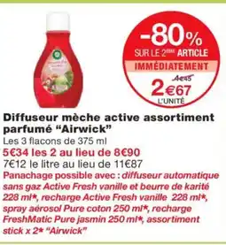 Monoprix AIRWICK Diffuseur mèche active assortiment parfumé offre