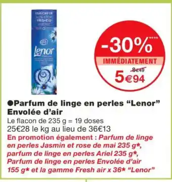 Monoprix LENOR Parfum de linge en perles Envolée d'air offre