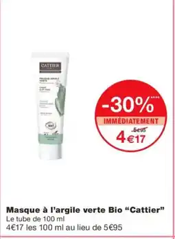 Monoprix CATTIER Masque à l'argile verte Bio offre