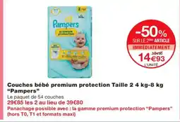 Monoprix PAMPERS Couches bébé premium protection Taille offre