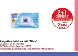 Monoprix MIXA Lingettes bébé au lait offre