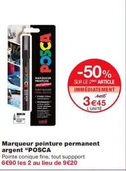 Monoprix POSCA Marqueur peinture permanent argent offre