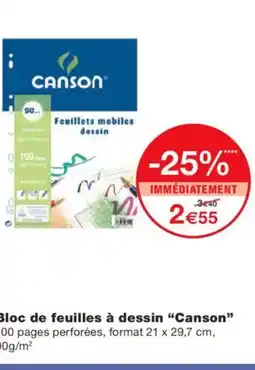 Monoprix CANSON Bloc de feuilles à dessin offre
