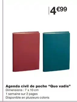 Monoprix QUO VADIS Agenda civil de poche offre