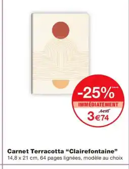 Monoprix CLAIREFONTAINE Carnet Terracotta offre