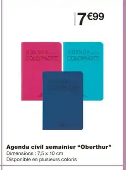 Monoprix OBERTHUR Agenda civil semainier offre