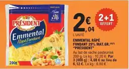 E.Leclerc Express PRÉSIDENT Emmental rapé fondant 29% mat.gr. offre