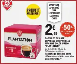 E.Leclerc Express PLANTATION Capsules de café espresso compatibles machine dolce gusto offre