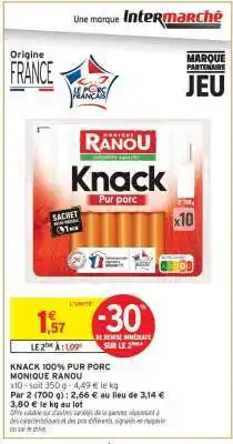Intermarché KNACK 100% PUR PORC offre