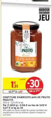 Intermarché CONFITURE D'ABRICOTS 64% DE FRUITS PAQUITO offre