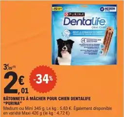 E.Leclerc Express PURINA Bâtonnets à mâcher pour chien dentalife offre