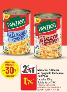 G20 PANZANI Macaroni & Cheese ou Spaghetti Carbonara offre