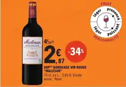 E.Leclerc Express MALESAN Aop bordeaux vin rouge offre