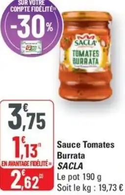 G20 Sauce Tomates Burrata SACLA offre