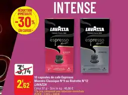 G20 10 capsules de café Espresso Maestro Classique N°9 ou Ristretto N12 LAVAZZA offre