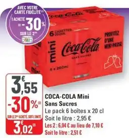 G20 COCA-COLA Min Sans Sucres offre