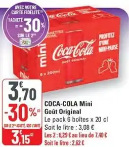 G20 COCA-COLA Mini Goût Original offre