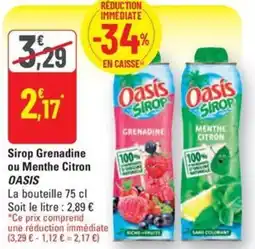 G20 OASIS Sirop Grenadine ou Menthe Citron offre