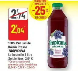 G20 TROPICANA 100% Pur Jus de Raisin Pressé offre