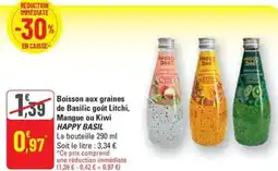 G20 HAPPY BASIL Boisson aux graines de Basilic goût Litchi, Mangue ou Kiwi offre