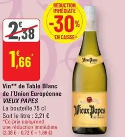 G20 VIEUX PAPES Vin de Table Blanc de l'Union Européenne offre