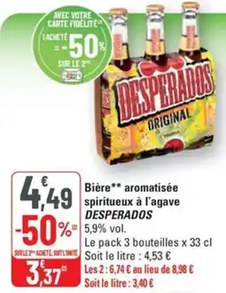 G20 DESPERADOS Bière aromatisée spiritueux à l'agave offre
