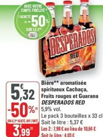 G20 DESPERADOS RED Bière aromatisée spiritueux Cachaça, Fruits rouges et Guarana offre