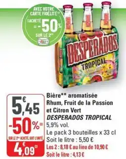 G20 DESPERADOS TROPICAL Bière aromatisée Rhum, Fruit de la Passion et Citron Vert offre