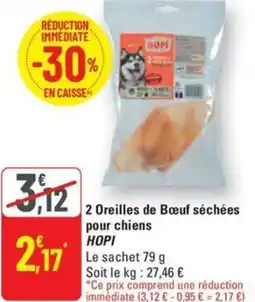 G20 HOPI 2 Oreilles de Bœuf séchées pour chiens offre