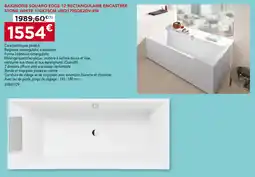 Gedimat Baignoire squaro edge 12 rectangulaire encastrée stone white 170x75cm offre