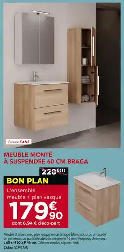 Gedimat Meuble monté à suspendre 60 cm Braga offre
