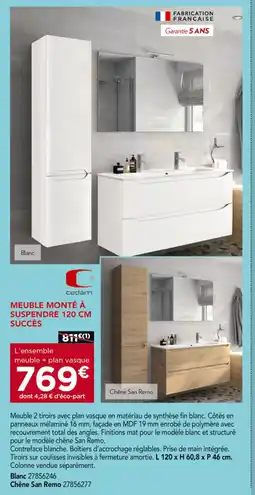 Gedimat Meuble monté à suspendre 120 cm Succès offre