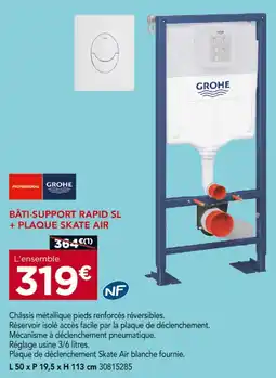Gedimat GROHE Bâti-support Rapid SL + Plaque Skate Air offre