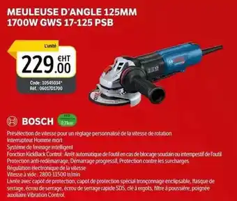 DomPro Bosch - meuleuse d'angle 125mm 1700w gws 17-125 psb offre