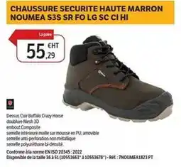 DomPro Lg - chaussure securite haute marron noumea s3s sr fo lg sc ci hi offre