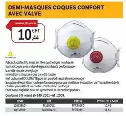 DomPro Deltaplus - demi-masques coques confort avec valve offre