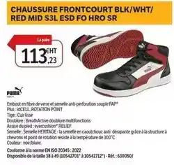 DomPro Purina - chaussure frontcourt blk/wht/ red mid s3l esd fo hro sr offre