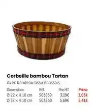 Retif Prime - corbeille bambou tartan offre
