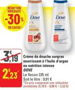 G20 DOVE Crème de douche surgras nourrissant à l'huile d'argan ou nutrition intense offre