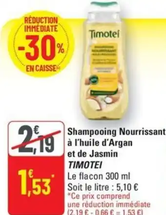 G20 TIMOTEI Shampooing Nourrissant à l'huile d'Argan et de Jasmin offre