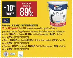 Bricorama DULUX Peinture le blanc finition parfaite offre